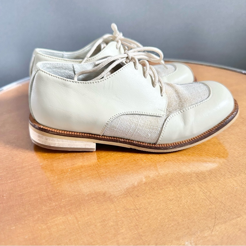 Vintage Shoe Be Doo Children's Cream Leather Lace-Up Shoes Boys 6.5 to 7 - Picture 2 of 13